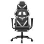 Silla gaming con reposapiés cuero sintético negro blanco en Sillas gaming | Comprar online en Foru.es