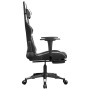 Silla gaming con reposapiés cuero sintético negro blanco en Sillas gaming | Comprar online en Foru.es
