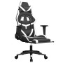 Silla gaming con reposapiés cuero sintético negro blanco en Sillas gaming | Comprar online en Foru.es