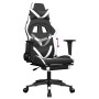 Silla gaming con reposapiés cuero sintético negro blanco en Sillas gaming | Comprar online en Foru.es