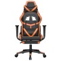 Silla gaming con reposapiés cuero sintético negro naranja en Sillas gaming | Comprar online en Foru.es