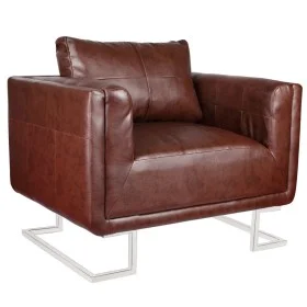 Sillón cubo con patas cromadas y cuero artificial marrón de vidaXL, Sillones - Ref: Foro24-240896, Precio: 244,89 €, Descuent...