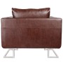 Sillón cubo con patas cromadas y cuero artificial marrón de vidaXL, Sillones - Ref: Foro24-240896, Precio: 250,92 €, Descuent...