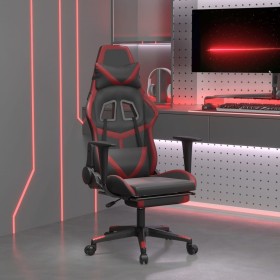 Silla gaming con reposapiés cuero sintético negro rojo tinto en Sillas gaming | Comprar online en Foru.es