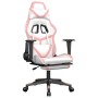 Silla gaming con reposapiés cuero sintético blanco y rosa en Sillas gaming | Comprar online en Foru.es