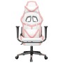 Silla gaming con reposapiés cuero sintético blanco y rosa en Sillas gaming | Comprar online en Foru.es