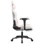 Silla gaming con reposapiés cuero sintético blanco y rosa en Sillas gaming | Comprar online en Foru.es