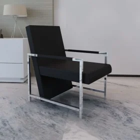 Sillón con patas cromadas cuero sintético negro de vidaXL, Sillones - Ref: Foro24-241006, Precio: 121,83 €, Descuento: %