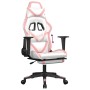 Silla gaming con reposapiés cuero sintético blanco y rosa en Sillas gaming | Comprar online en Foru.es