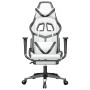 Silla gaming con reposapiés cuero sintético blanco negro en Sillas gaming | Comprar online en Foru.es