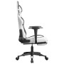 Silla gaming con reposapiés cuero sintético blanco negro en Sillas gaming | Comprar online en Foru.es