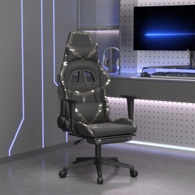 Silla gaming con reposapiés cuero sintético negro camuflaje en Sillas gaming | Comprar online en Foru.es