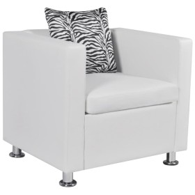 Sillón de cuero sintético blanco de vidaXL, Sillones - Ref: Foro24-242213, Precio: 185,78 €, Descuento: %