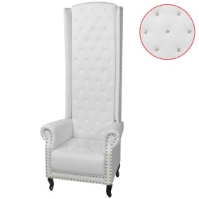 Sillón de respaldo alto cuero sintético blanco de vidaXL, Sillones - Ref: Foro24-243591, Precio: 441,55 €, Descuento: %