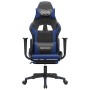 Silla gaming con reposapiés cuero sintético negro azul en Sillas gaming | Comprar online en Foru.es