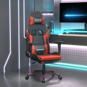 Silla gaming con reposapiés cuero sintético negro rojo en Sillas gaming | Comprar online en Foru.es