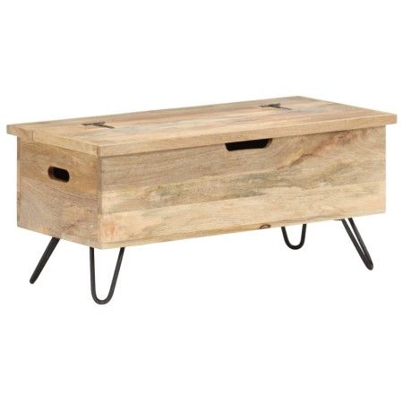Baúl madera maciza de mango 90x40x45 cm de vidaXL, Baúles de almacenamiento - Ref: Foro24-289635, Precio: 181,02 €, Descuento: %