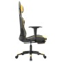 Silla gaming con reposapiés cuero sintético negro dorado en Sillas gaming | Comprar online en Foru.es