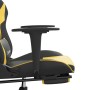 Silla gaming con reposapiés cuero sintético negro dorado en Sillas gaming | Comprar online en Foru.es