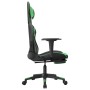 Silla gaming con reposapiés cuero sintético negro verde en Sillas gaming | Comprar online en Foru.es