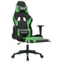 Silla gaming con reposapiés cuero sintético negro verde en Sillas gaming | Comprar online en Foru.es