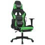 Silla gaming con reposapiés cuero sintético negro verde en Sillas gaming | Comprar online en Foru.es