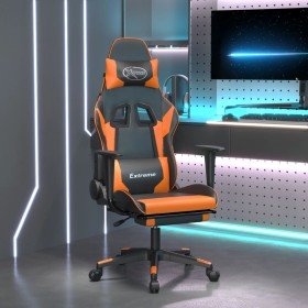 Silla gaming con reposapiés cuero sintético negro naranja en Sillas gaming | Comprar online en Foru.es