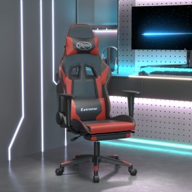 Silla gaming con reposapiés cuero sintético negro rojo tinto en Sillas gaming | Comprar online en Foru.es