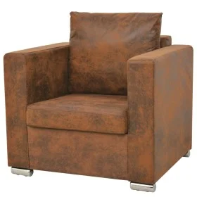 Sillón de piel de ante artificial marrón de vidaXL, Sillones - Ref: Foro24-244701, Precio: 251,05 €, Descuento: %