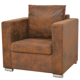 Sillón de piel de ante artificial marrón de vidaXL, Sillones - Ref: Foro24-244701, Precio: 265,26 €, Descuento: %