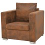 Sillón de piel de ante artificial marrón de vidaXL, Sillones - Ref: Foro24-244701, Precio: 265,26 €, Descuento: %