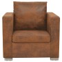 Sillón de piel de ante artificial marrón de vidaXL, Sillones - Ref: Foro24-244701, Precio: 265,26 €, Descuento: %