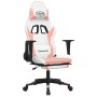 Silla gaming con reposapiés cuero sintético blanco y rosa en Sillas gaming | Comprar online en Foru.es