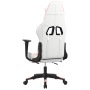 Silla gaming con reposapiés cuero sintético blanco y rosa en Sillas gaming | Comprar online en Foru.es
