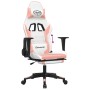 Silla gaming con reposapiés cuero sintético blanco y rosa en Sillas gaming | Comprar online en Foru.es