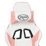 Silla gaming con reposapiés cuero sintético blanco y rosa en Sillas gaming | Comprar online en Foru.es