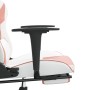 Silla gaming con reposapiés cuero sintético blanco y rosa en Sillas gaming | Comprar online en Foru.es