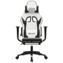 Silla gaming con reposapiés cuero sintético blanco negro en Sillas gaming | Comprar online en Foru.es