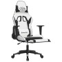 Silla gaming con reposapiés cuero sintético blanco negro en Sillas gaming | Comprar online en Foru.es