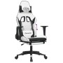 Silla gaming con reposapiés cuero sintético blanco negro en Sillas gaming | Comprar online en Foru.es