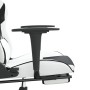 Silla gaming con reposapiés cuero sintético blanco negro en Sillas gaming | Comprar online en Foru.es