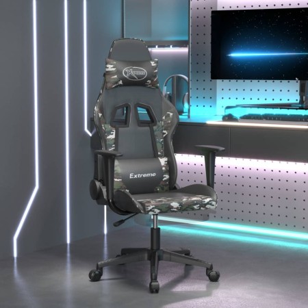 Silla gaming con reposapiés cuero sintético negro camuflaje en Sillas gaming | Comprar online en Foru.es