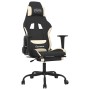 Silla gaming con reposapiés tela crema y negro en Sillas gaming | Comprar online en Foru.es