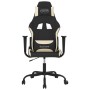 Silla gaming con reposapiés tela crema y negro en Sillas gaming | Comprar online en Foru.es