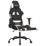 Silla gaming con reposapiés tela crema y negro en Sillas gaming | Comprar online en Foru.es