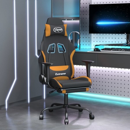 Silla gaming con reposapiés tela negro y naranja en Sillas gaming | Comprar online en Foru.es