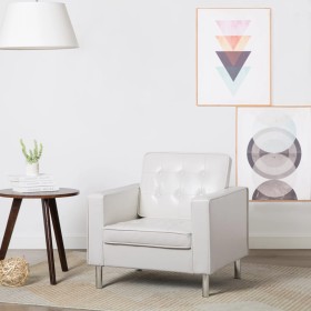 Sillón de cuero sintético blanco de vidaXL, Sillones - Ref: Foro24-247019, Precio: 208,39 €, Descuento: %