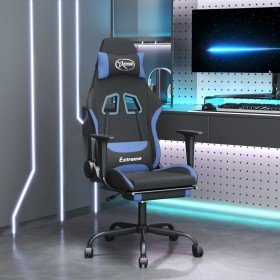 Silla gaming con reposapiés tela negro y azul en Sillas gaming | Comprar online en Foru.es