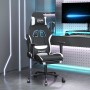 Silla gaming con reposapiés tela negro y blanco en Sillas gaming | Comprar online en Foru.es