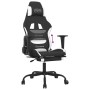 Silla gaming con reposapiés tela negro y blanco en Sillas gaming | Comprar online en Foru.es